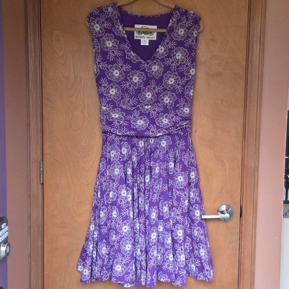 Effie’s Heart Charming Dress Purple with Floral Design